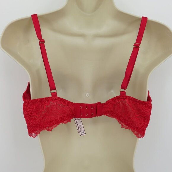 Victorias Secret 36D Dream Angels Padded No Wire Bra Red Lace Bow Wireless Sexy - Picture 5 of 15